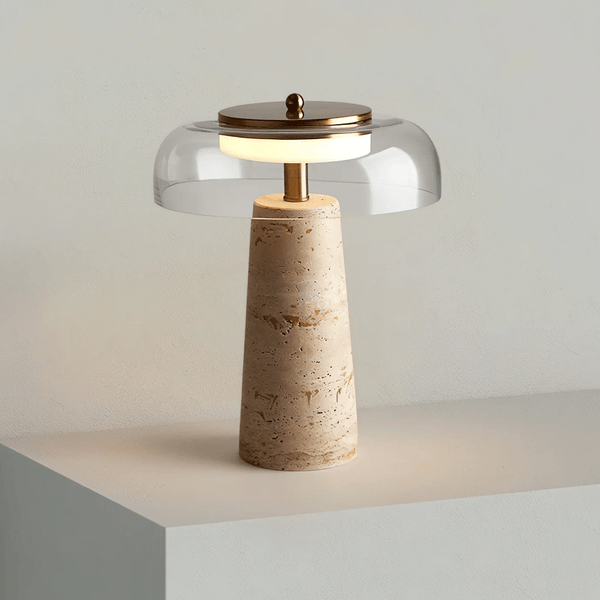 yellow travertine glass table lamp