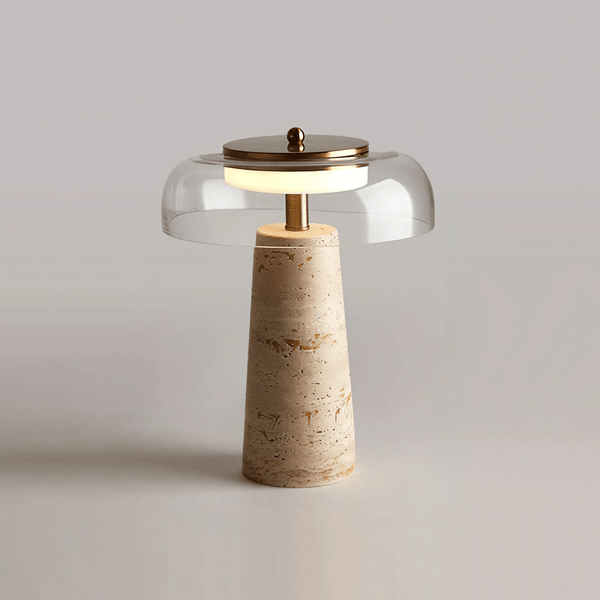 yellow travertine glass table lamp