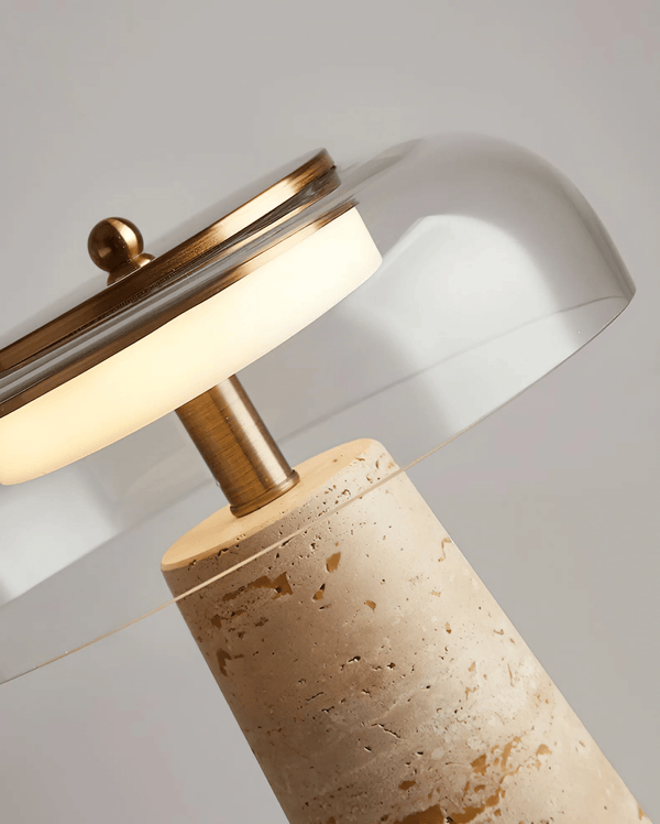 yellow travertine glass table lamp