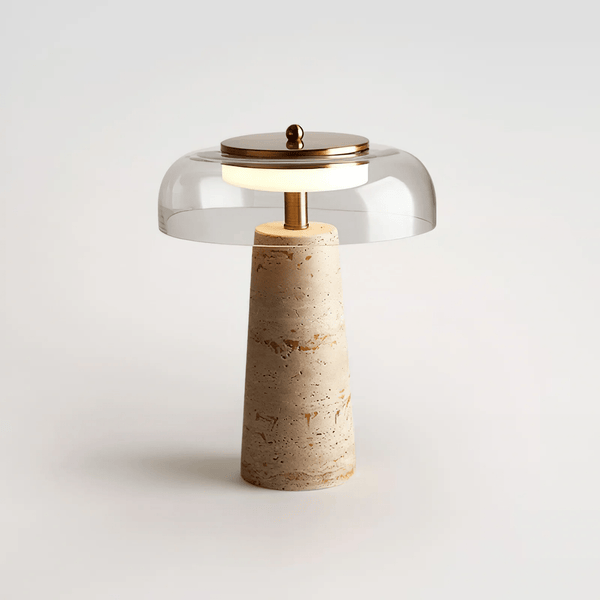 yellow travertine glass table lamp