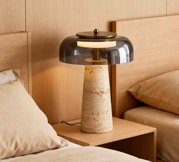 yellow travertine glass table lamp