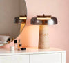 yellow travertine glass table lamp
