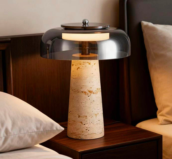 yellow travertine glass table lamp