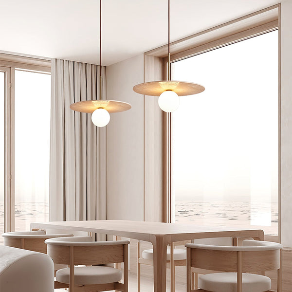 yellow travertine gold pendant light