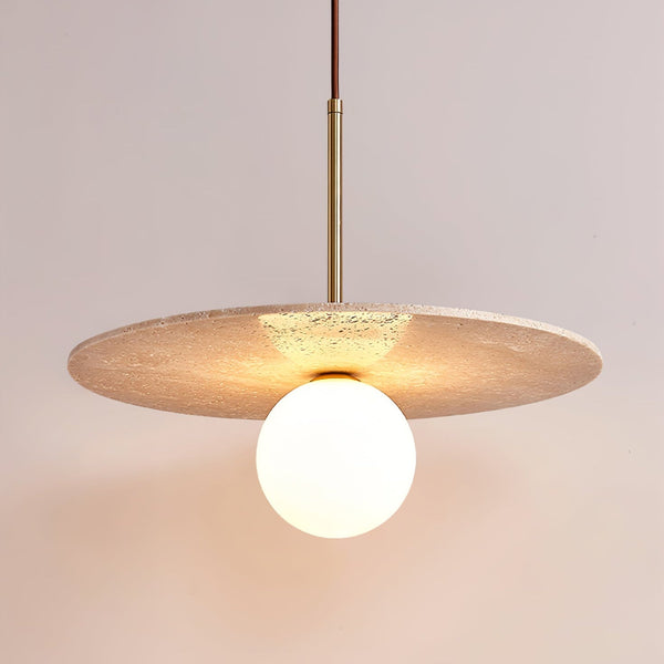 yellow travertine gold pendant light