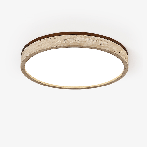 yellow travertine halo round led flush mount ceiling light