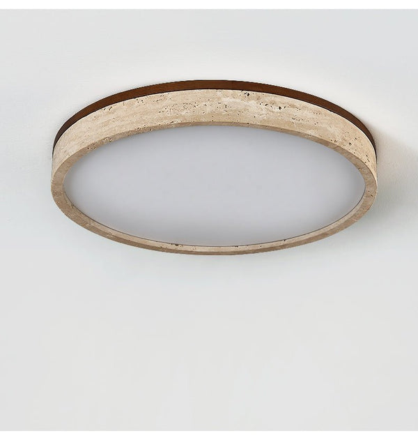 yellow travertine halo round led flush mount ceiling light