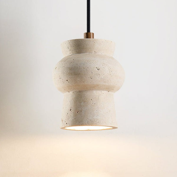 yellow travertine hourglass pendant light