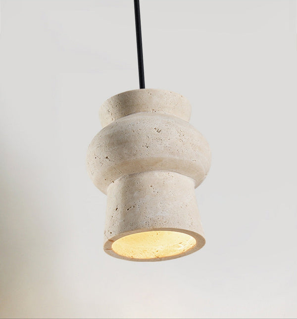 yellow travertine hourglass pendant light