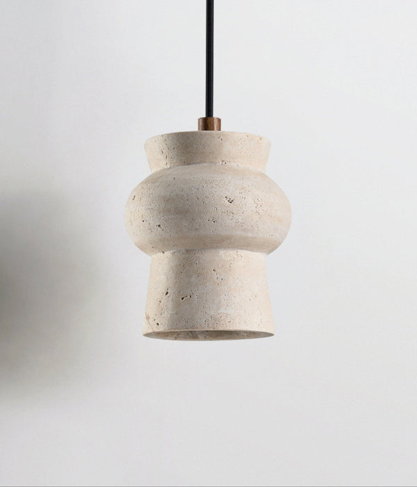 yellow travertine hourglass pendant light