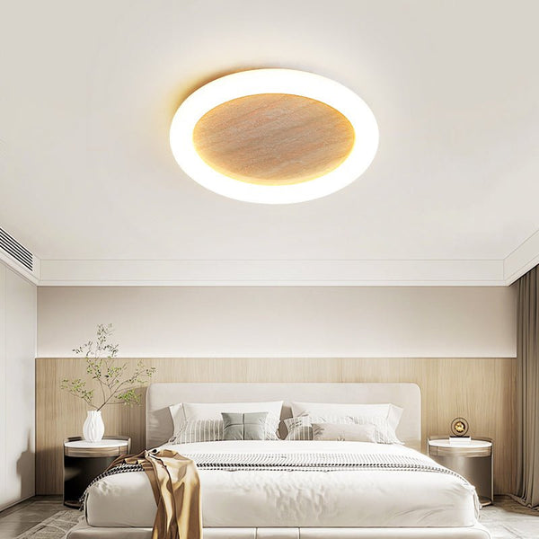yellow travertine led halo flush mount ceiling light