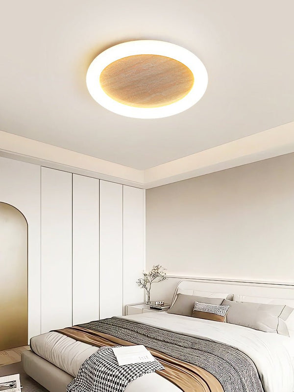 yellow travertine led halo flush mount ceiling light