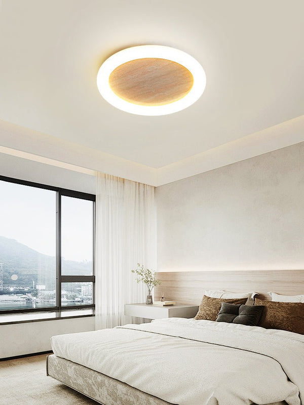 yellow travertine led halo flush mount ceiling light
