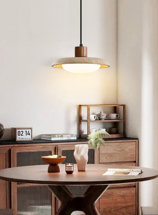 yellow travertine led pendant light