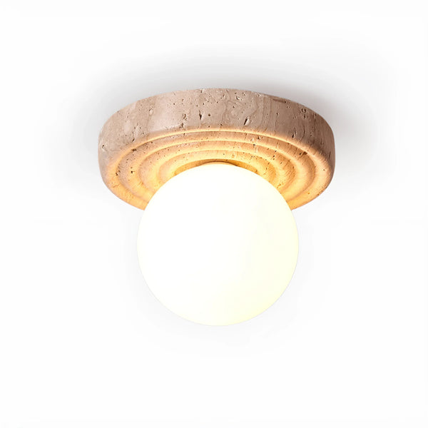 yellow travertine opal glass globe flush mount ceiling light