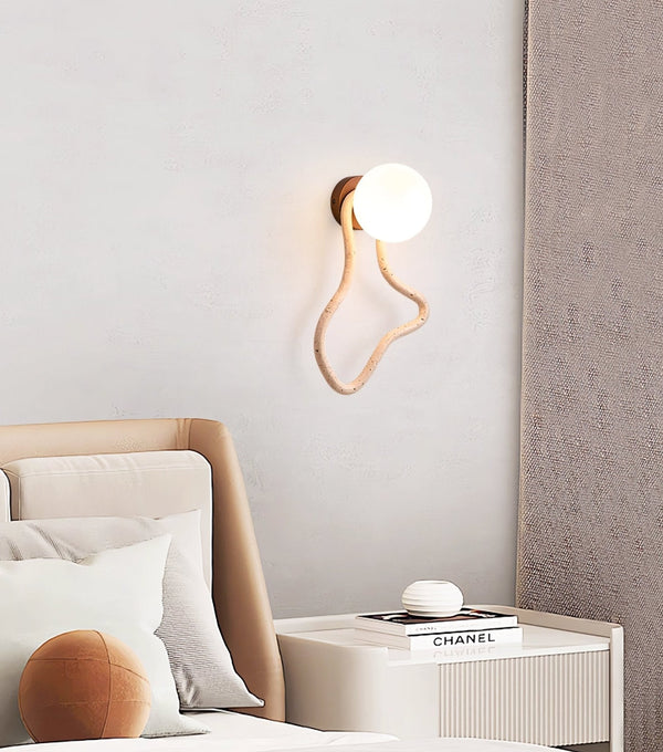 yellow travertine opal glass globe wall sconce 2