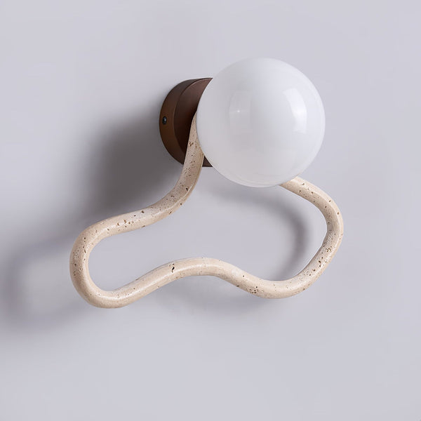 yellow travertine opal glass globe wall sconce 2