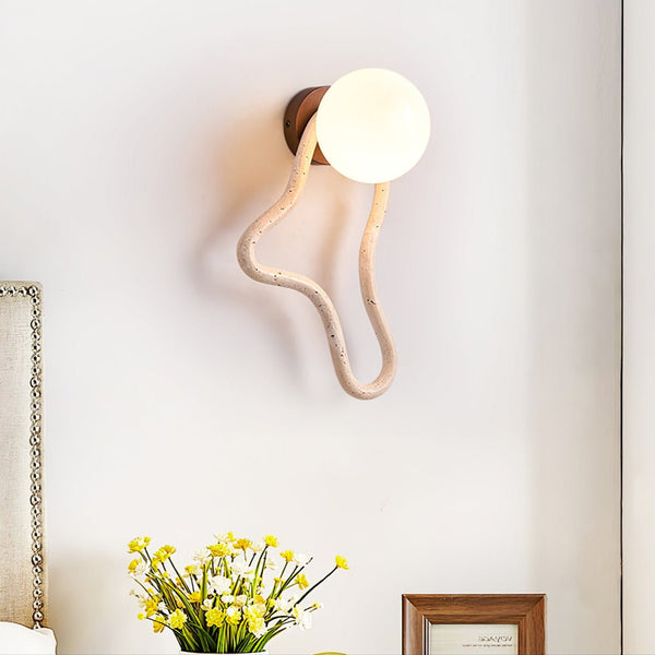 yellow travertine opal glass globe wall sconce 2