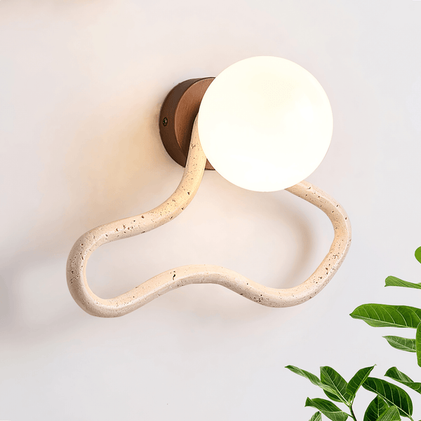 yellow travertine opal glass globe wall sconce 2