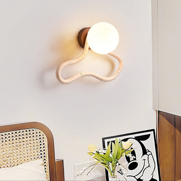 yellow travertine opal glass globe wall sconce 2