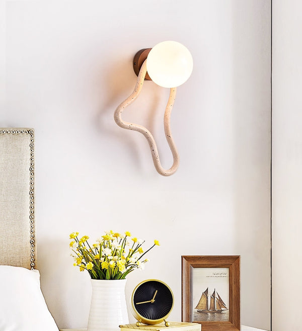 yellow travertine opal glass globe wall sconce 2