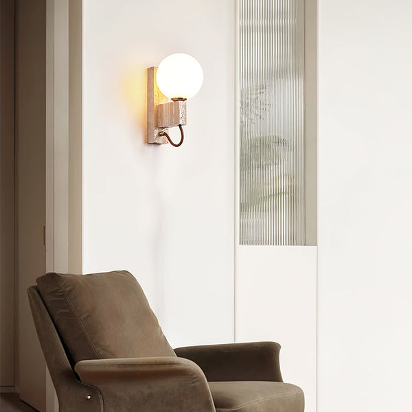 yellow travertine opal glass globe wall sconce 4