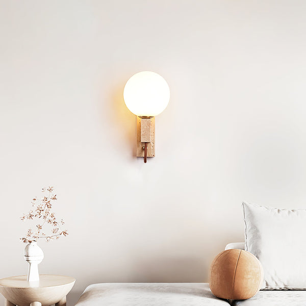 yellow travertine opal glass globe wall sconce 4