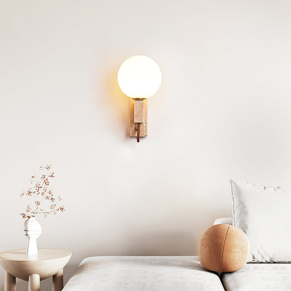 yellow travertine opal glass globe wall sconce 4