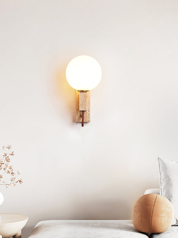 yellow travertine opal glass globe wall sconce 4