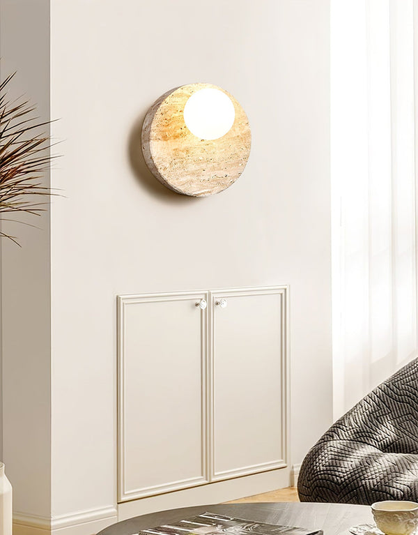 yellow travertine opal glass globe wall sconce 5