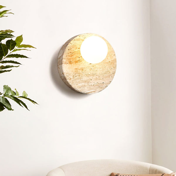 yellow travertine opal glass globe wall sconce 5