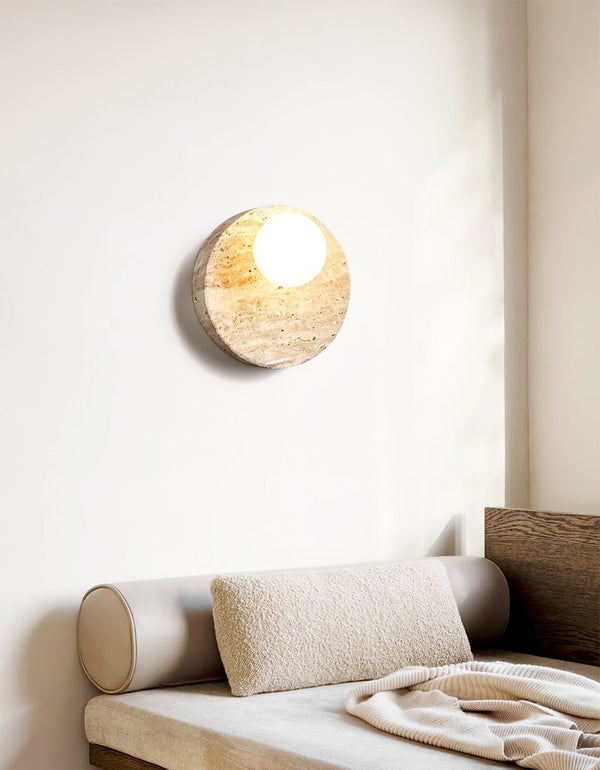 yellow travertine opal glass globe wall sconce 5