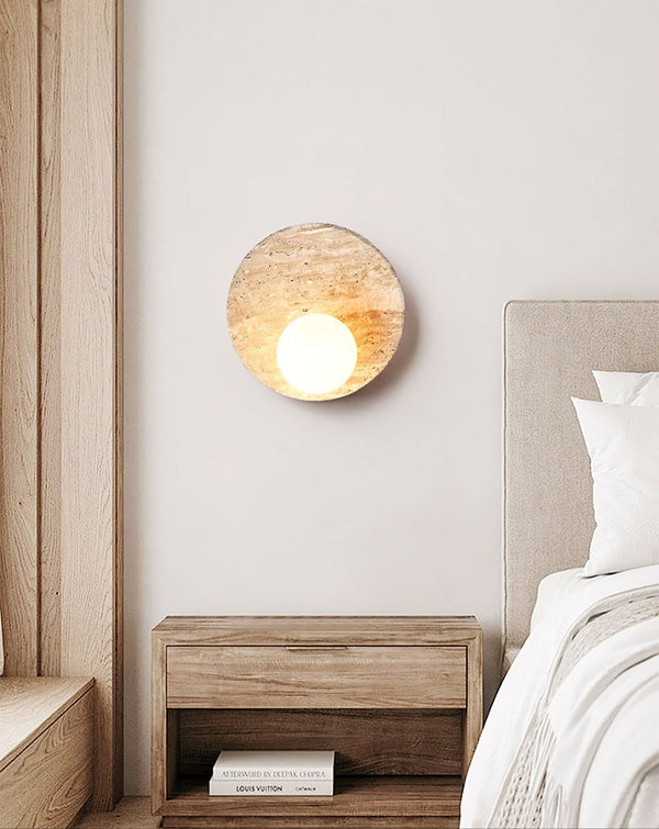 yellow travertine opal glass globe wall sconce 5