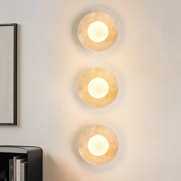 yellow travertine opal glass globe wall sconce 8