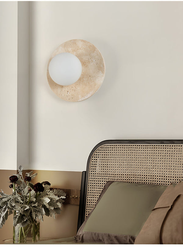 yellow travertine opal glass globe wall sconce 8