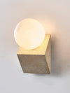 yellow travertine opal glass orb wall sconce