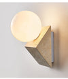 yellow travertine opal glass orb wall sconce
