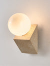 yellow travertine opal glass orb wall sconce