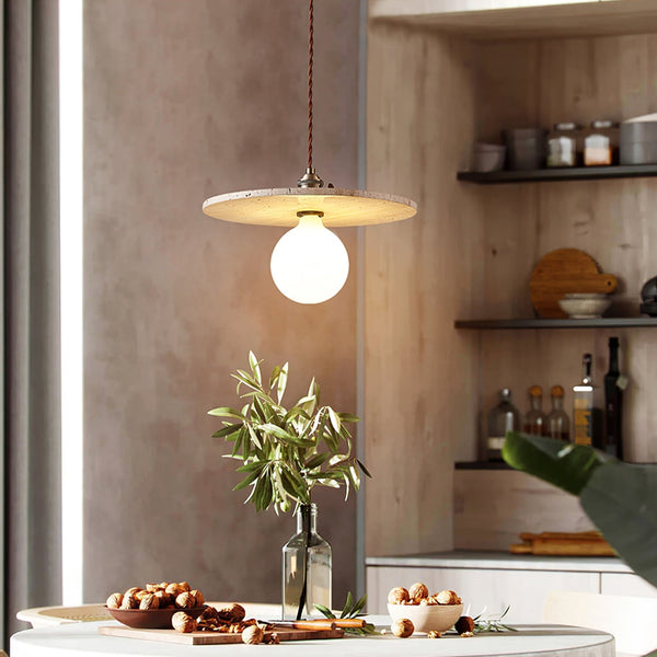 yellow travertine opal glass pendant light
