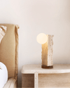 yellow travertine orb table lamp