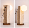 yellow travertine orb table lamp