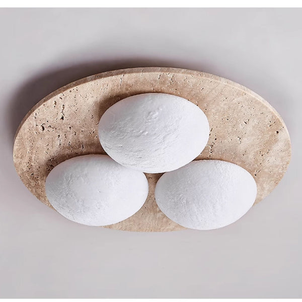 yellow travertine oval flush mount ceiling light