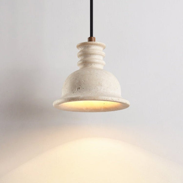 yellow travertine ribbed dome pendant light