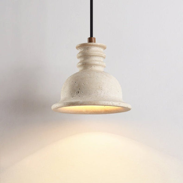 yellow travertine ribbed dome pendant light