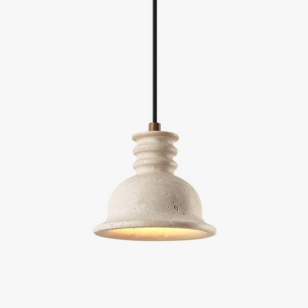 yellow travertine ribbed dome pendant light