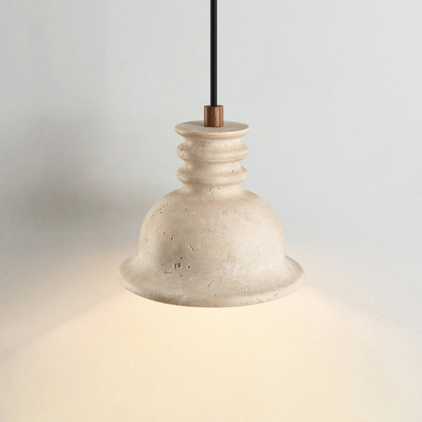 yellow travertine ribbed dome pendant light