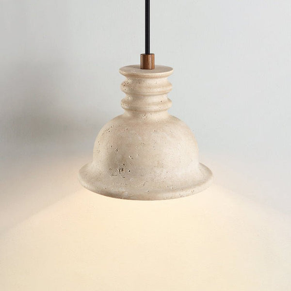 yellow travertine ribbed dome pendant light