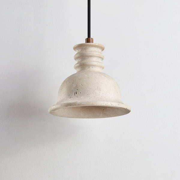 yellow travertine ribbed dome pendant light