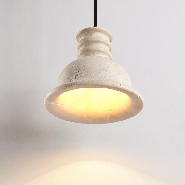 yellow travertine ribbed dome pendant light
