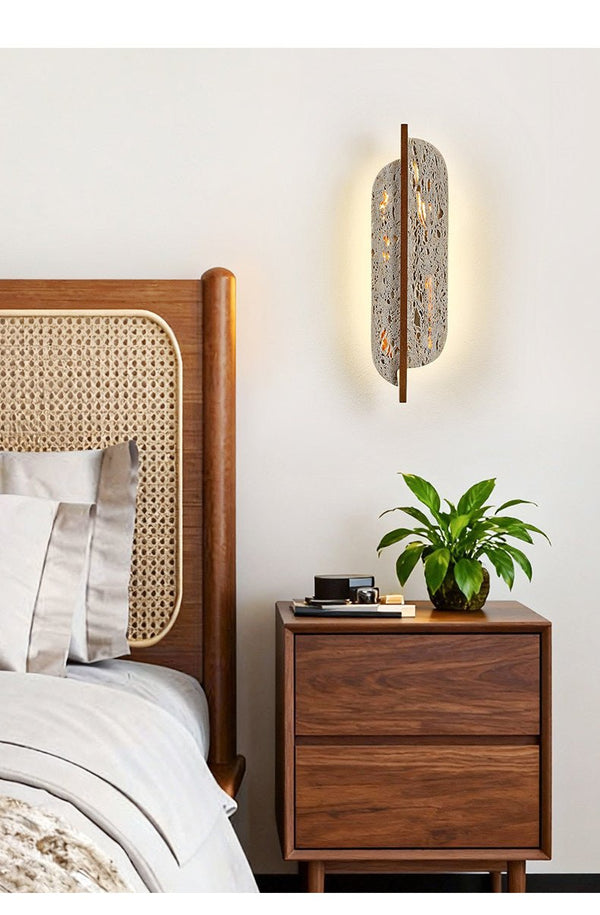 yellow travertine rusted metal wall sconce